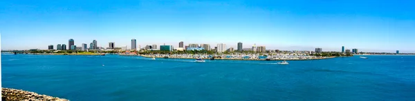 Panoramic Long Beach Harbor California Clear Day Blue Skies — Stock Photo, Image