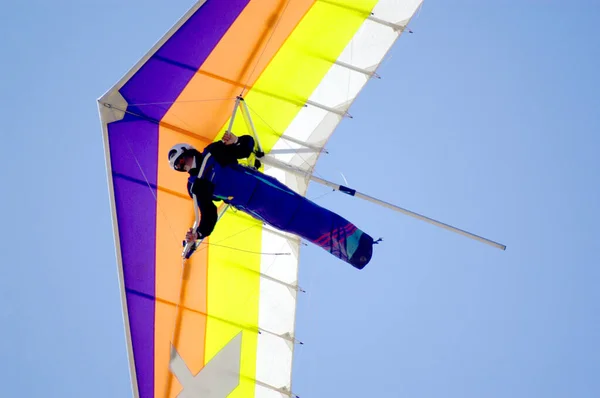 Pacific Ocean San Diego Hang Glider Flies Coasting Breeze — Stock Photo, Image