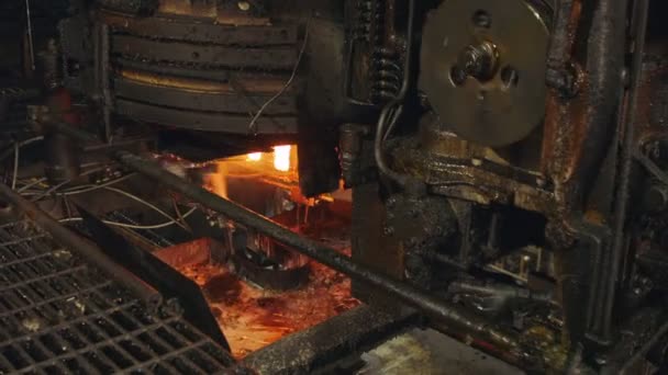 Molten Glass Pouring Out Glass Melting Furnace — Stock Video