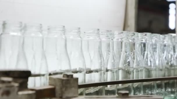 Produzione Bottiglie Vetro Bottiglie Vetro Caldo Uno Stabilimento Produzione — Video Stock