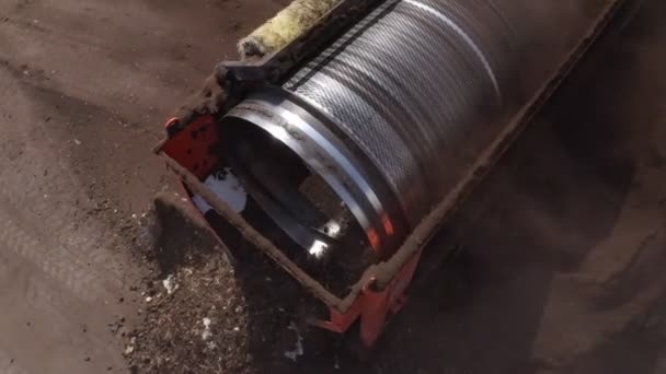 Site Production Compost Industriel Machines Criblant Des Piles Compost Chargeant — Video