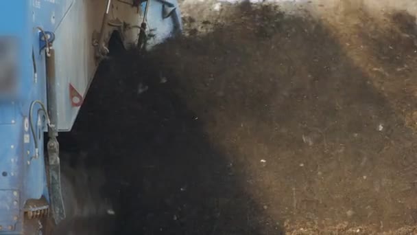 Site Production Compost Industriel Machine Mélanger Les Tas Compost — Video