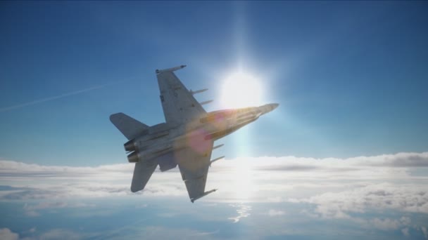 Fighter Jet Flying Fast Armed Missiles Computer Animation — Vídeo de Stock