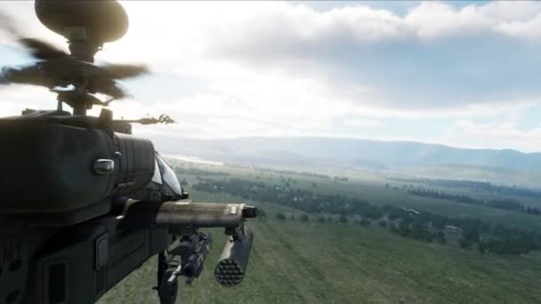 64D阿帕奇长弓攻击直升机 配备火箭和导弹 — 图库视频影像