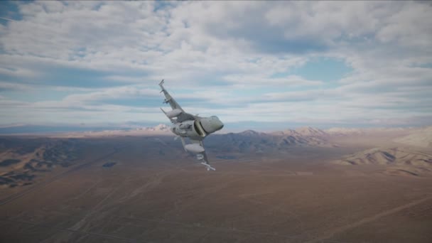 Falcon Stíhací Letoun Letící Nad Pouštním Krajem — Stock video