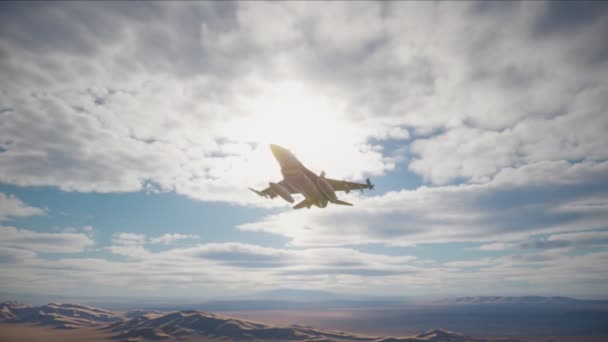 Falcon Jaktplan Flyger Över Ökenlandskap — Stockvideo