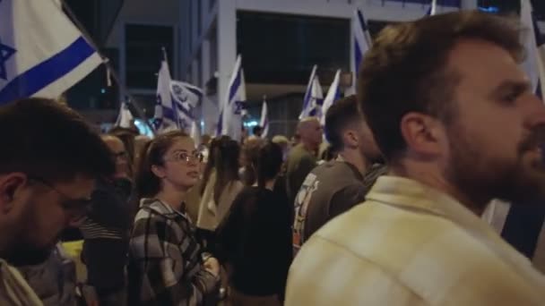 Tel Aviv Israel Березня 2023 Тисячі Людей Марширують Вулицями Знак — стокове відео
