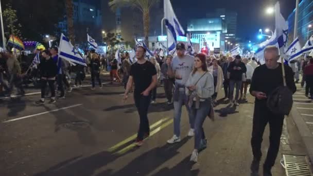 Tel Aviv Israel March 2023 Thousands People Marching Streets Protest — Stock video