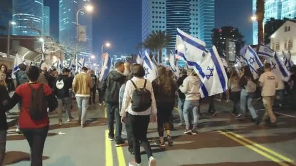Tel Aviv Israel March 2023 Thousands People Marching Streets Protest — Stock video