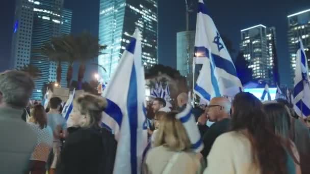 Tel Aviv Israel March 2023 Thousands People Marching Streets Protest — Stok video