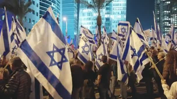 Tel Aviv Israel März 2023 Tausende Gehen Aus Protest Gegen — Stockvideo