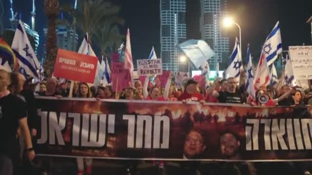 Tel Aviv Israel Mars 2023 Des Milliers Personnes Défilent Dans — Video