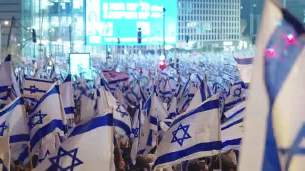 Tel Aviv Israel März 2023 Hunderttausende Protestieren Bei Großkundgebung Gegen — Stockvideo