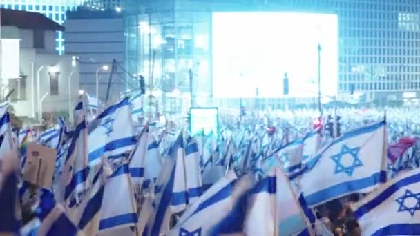 Tel Aviv Israel March 2023 Hundreds Thousands People Protesting Huge — стокове відео