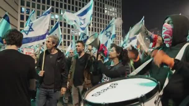 Tel Aviv Israel March 2023 Thousands People Marching Streets Protest — Video Stock