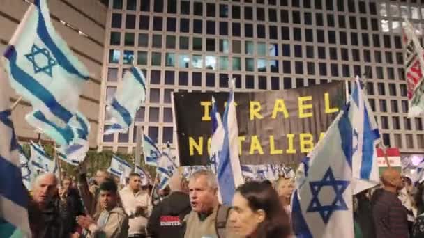Tel Aviv Israel März 2023 Tausende Gehen Aus Protest Gegen — Stockvideo