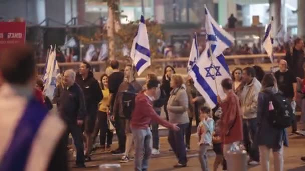 Tel Aviv Israel March 2023 Thousands People Marching Streets Protest — Stockvideo