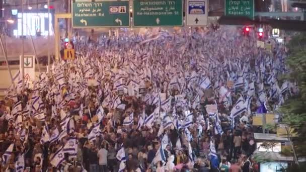 Tel Aviv Israel Marzo 2023 Cientos Miles Personas Protestan Una — Vídeos de Stock