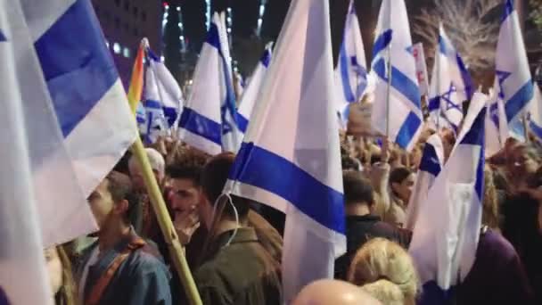 Tel Aviv Israel March 2023 Thousands People Marching Streets Protest — 图库视频影像