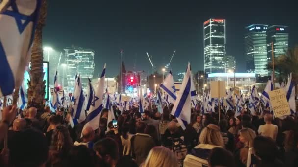 Tel Aviv Israel Березня 2023 Сотні Тисяч Людей Протестують Проти — стокове відео