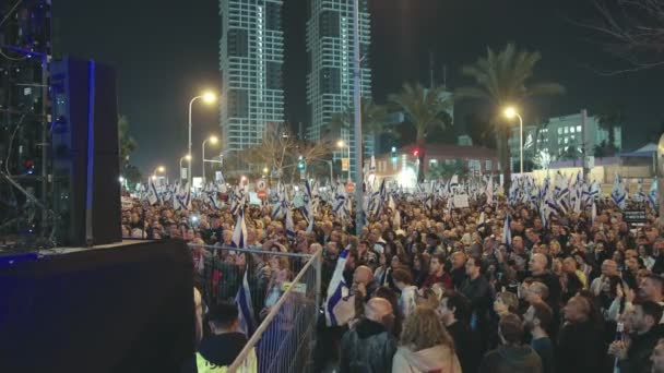 Tel Aviv Israel March 2023 Hundreds Thousands People Protesting Huge — 비디오