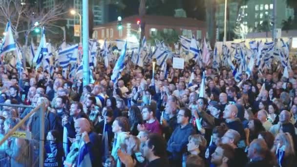 Tel Aviv Israel Março 2023 Centenas Milhares Pessoas Protestando Enorme — Vídeo de Stock