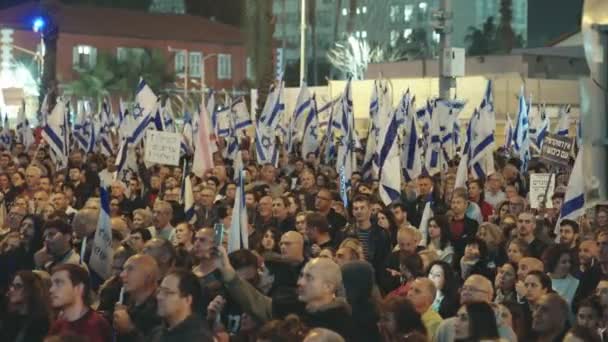 Tel Awiw Israel Marca 2023 Setki Tysięcy Ludzi Protestujących Przeciwko — Wideo stockowe
