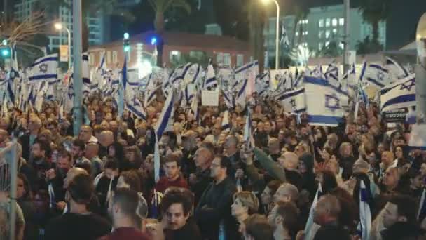 Tel Aviv Israel March 2023 Hundreds Thousands People Protesting Huge — Αρχείο Βίντεο