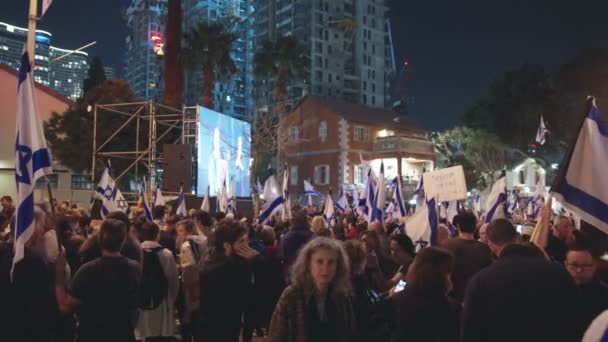 特拉维夫 Israel 2023年3月4日 数千人走上街头抗议以色列的司法改革 — 图库视频影像
