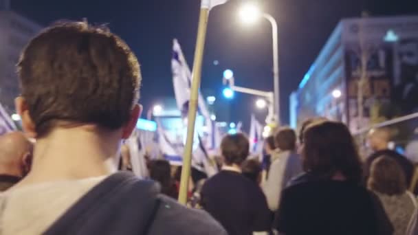 Tel Aviv Israel March 2023 Thousands People Marching Streets Protest — Vídeo de Stock