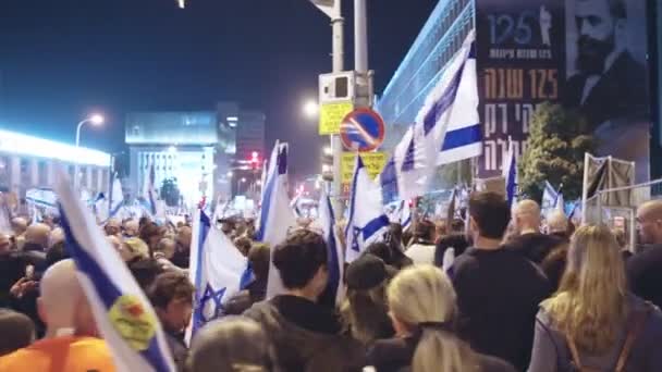 Tel Aviv Israel March 2023 Thousands People Marching Streets Protest — ストック動画