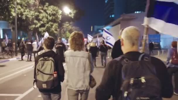 Tel Aviv Israel 2023 Március Emberek Ezrei Menetelnek Utcákon Izraeli — Stock videók