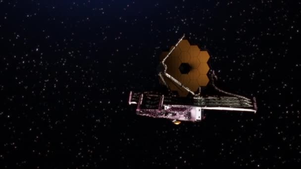 Uzayın Derinliklerinde James Webb Uzay Teleskopu Boyutlu Canlandırma — Stok video