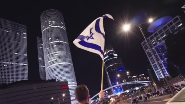 Tel Awiw Israel Marca 2023 Tysiące Ludzi Maszerujących Ulice Proteście — Wideo stockowe