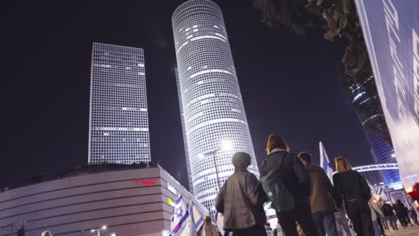 Tel Aviv Israel Березня 2023 Тисячі Людей Марширують Вулицями Знак — стокове відео