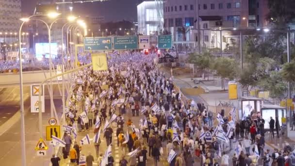 Tel Aviv Israel Marzo 2023 Miles Personas Marchan Las Calles — Vídeos de Stock