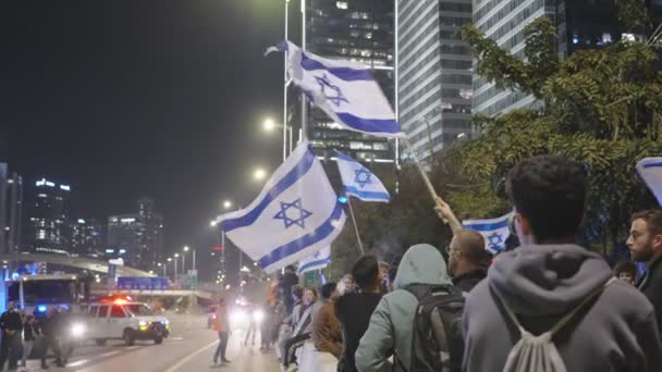 特拉维夫 Israel 2023年3月1日 数千人走上街头抗议以色列的司法改革 — 图库视频影像