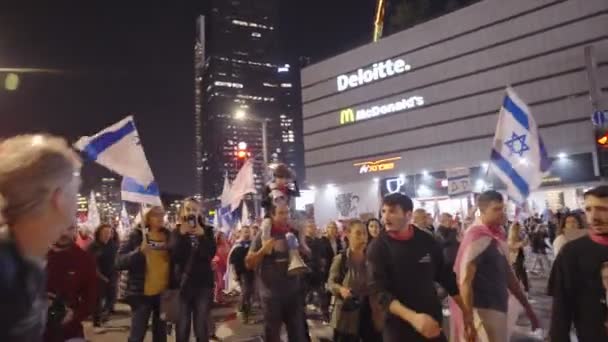 特拉维夫 Israel 2023年3月11日 数千人走上街头抗议以色列的司法改革 — 图库视频影像