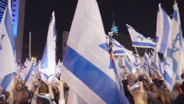 Tel Aviv Israel March 2023 Thousands People Marching Streets Protest — Stock Video