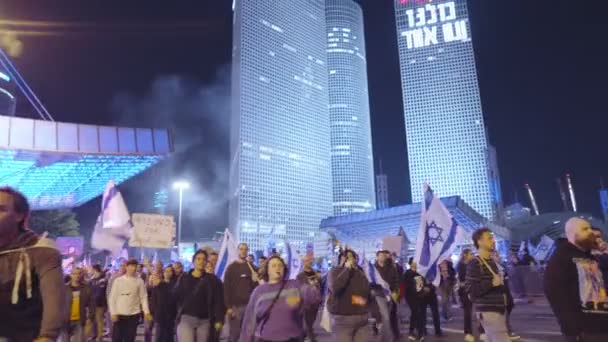 特拉维夫 Israel 2023年3月1日 数千人走上街头抗议以色列的司法改革 — 图库视频影像