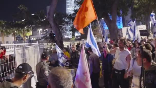 Tel Aviv Israël Maart 2023 Duizenden Mensen Marcheren Straat Uit — Stockvideo