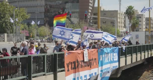 特拉维夫 Israel 2023年3月16日 民众抗议以色列政府的司法改革 — 图库视频影像