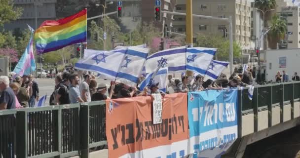 Tel Aviv Israel 2023 Március Izraeli Kormány Igazságügyi Reformja Ellen — Stock videók