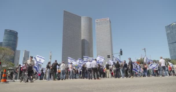 Tel Aviv Israel March 2023 People Protesting Israeli Government Judicial — Stock Video