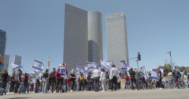 Тель Авив Марта 2023 Года Люди Протестующие Против Судебной Реформы — стоковое видео