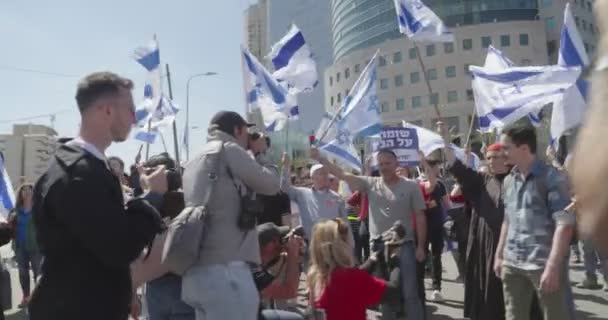 Tel Aviv Israel Março 2023 Pessoas Que Protestam Contra Reforma — Vídeo de Stock