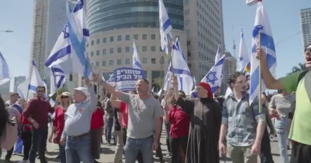 Tel Aviv Israel Března2023 Lidé Protestující Proti Reformě Soudnictví Izraelské — Stock video