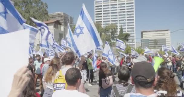 Tel Aviv Israel Března2023 Lidé Protestující Proti Reformě Soudnictví Izraelské — Stock video