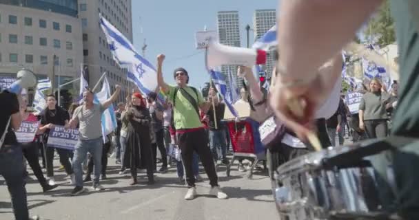 テルアビブ イスラエル 2023年3月16日 イスラエル政府の司法改革に抗議する人々 — ストック動画