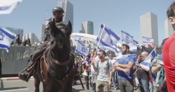 Tel Aviv Israel 2023 시위대 개혁에 반대하는 — 비디오
